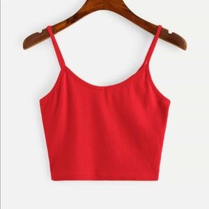 Red rib knit cami